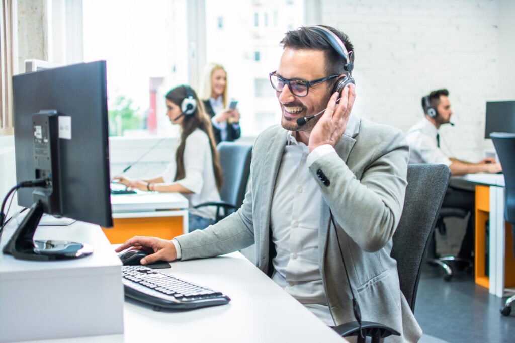 Man working with headset