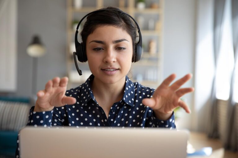 Woman presenting at a Leadership Resources virtual leadership conference