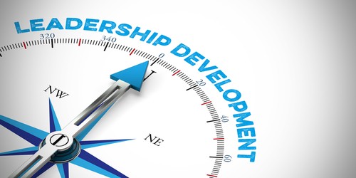 Compass pointing north that says leadership development on top