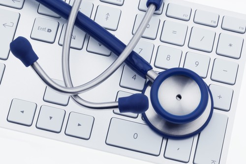 Stethoscope on top of keyboard